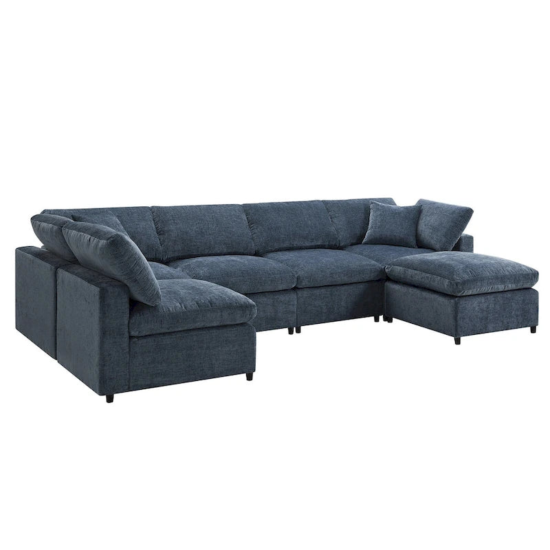 Modułowa sofa chmurowa w kształcie litery U z otomaną, rozkładana sofa z funkcją spania