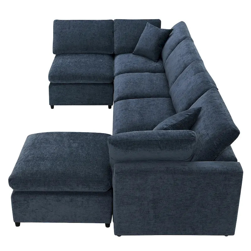 Modułowa sofa chmurowa w kształcie litery U z otomaną, rozkładana sofa z funkcją spania