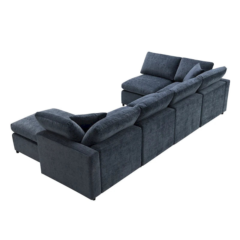 Modułowa sofa chmurowa w kształcie litery U z otomaną, rozkładana sofa z funkcją spania