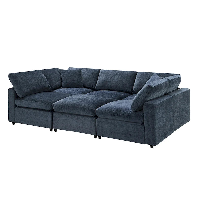 Modułowa sofa chmurowa w kształcie litery U z otomaną, rozkładana sofa z funkcją spania