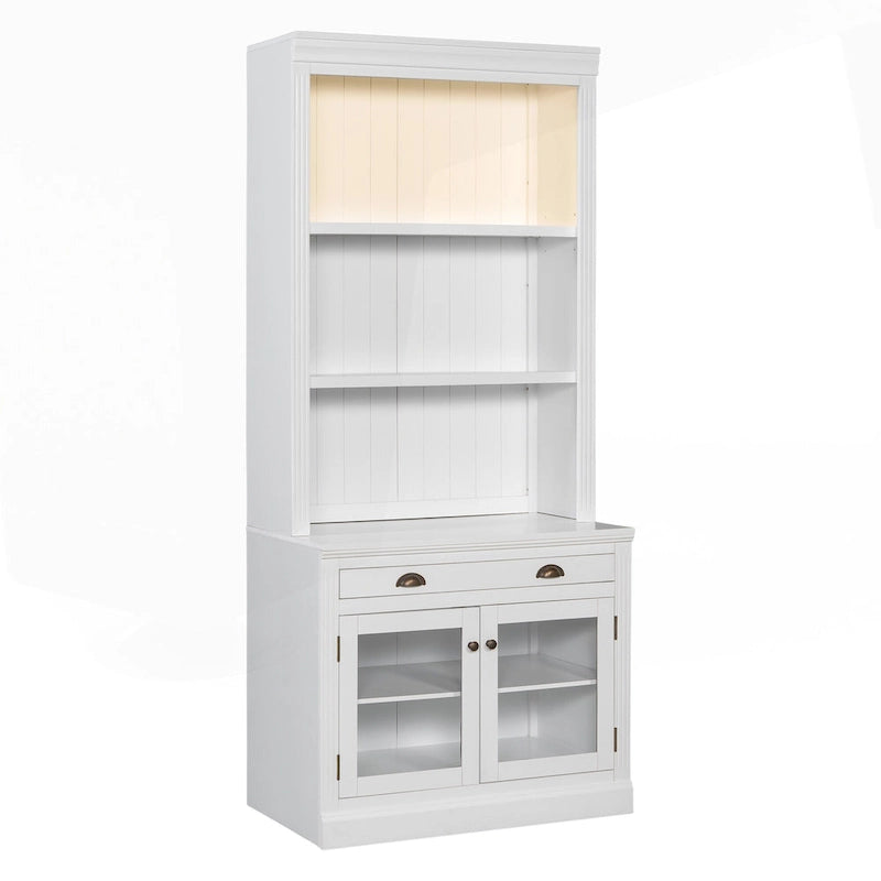Bibliothèque haute polyvalente avec éclairage LED et plusieurs options de rangement pour la maison