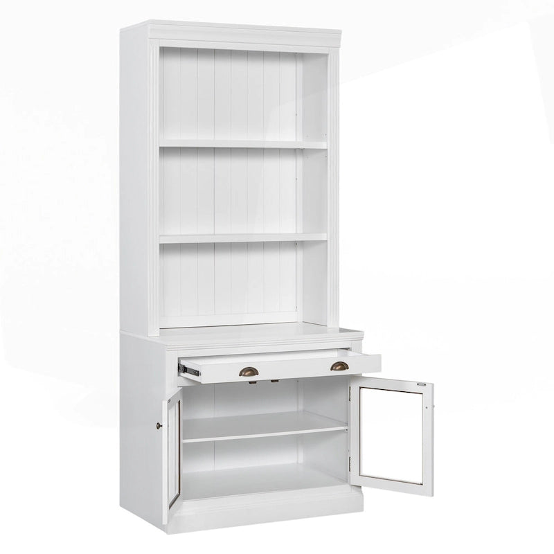 Bibliothèque haute polyvalente avec éclairage LED et plusieurs options de rangement pour la maison