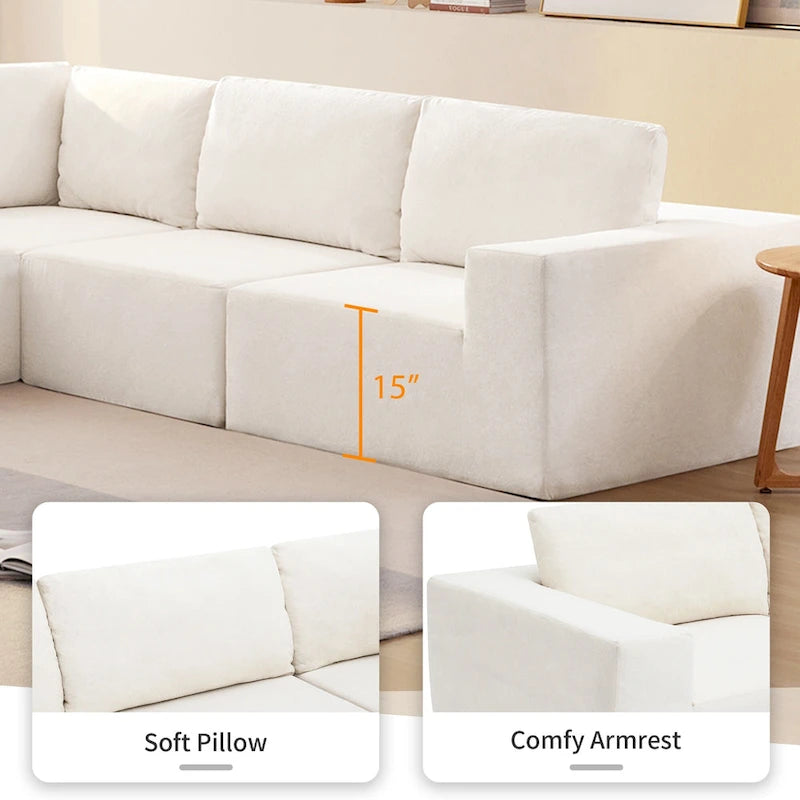 147 Sofa modułowa, narożnik w kształcie litery L z szerokim siedziskiem, dowolna konfiguracja