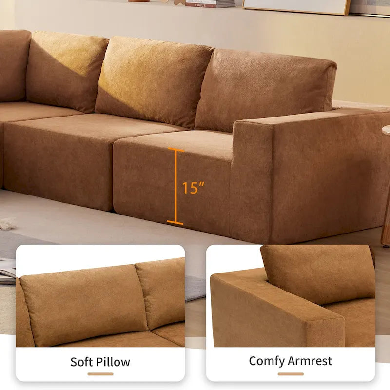147 Sofa modułowa, narożnik w kształcie litery L z szerokim siedziskiem, dowolna konfiguracja