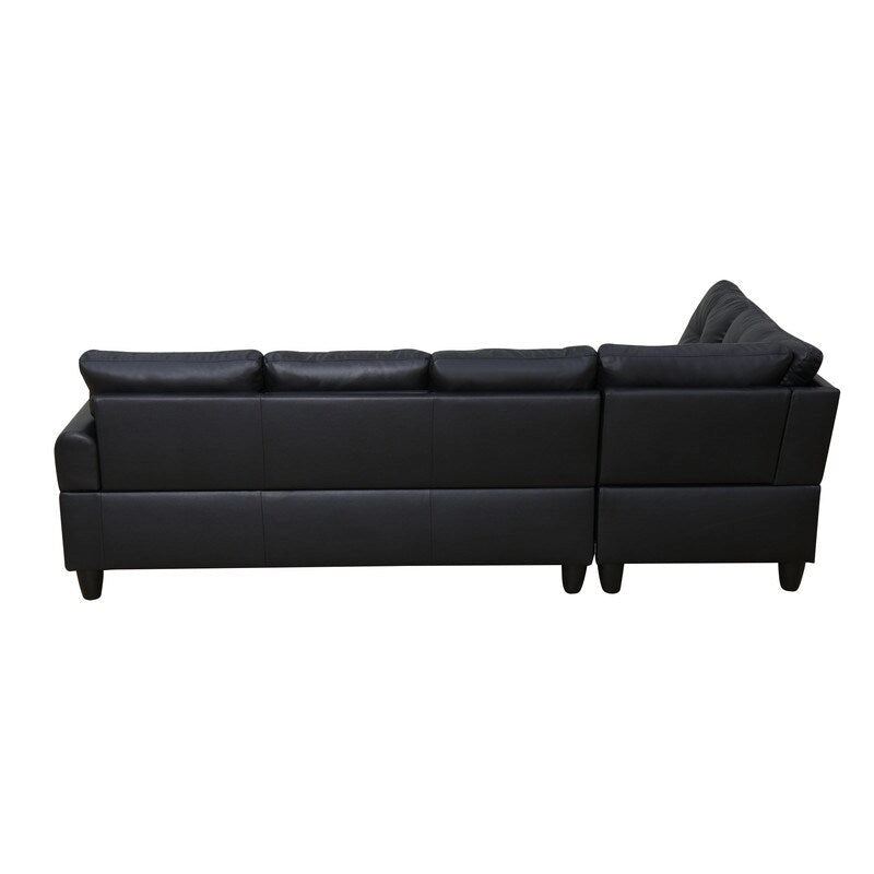 Nowoczesny 3-częściowy zestaw sof z czarnej sztucznej i syntetycznej skóry: Elegancki styl do salonów