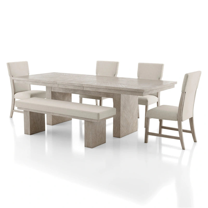 Zestaw 6 mebli do jadalni Furniture of America Yetaria w nowoczesnym stylu wiejskim z naturalnego drewna