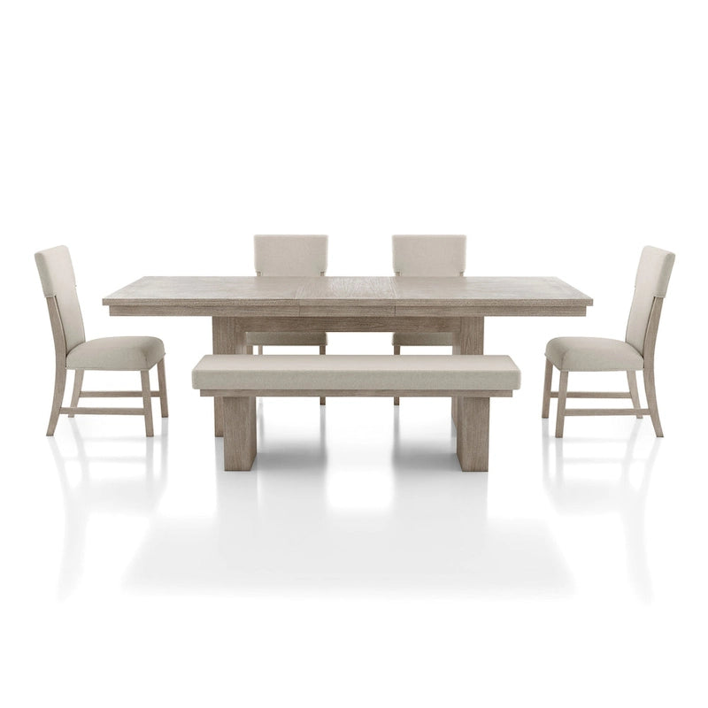 Zestaw 6 mebli do jadalni Furniture of America Yetaria w nowoczesnym stylu wiejskim z naturalnego drewna
