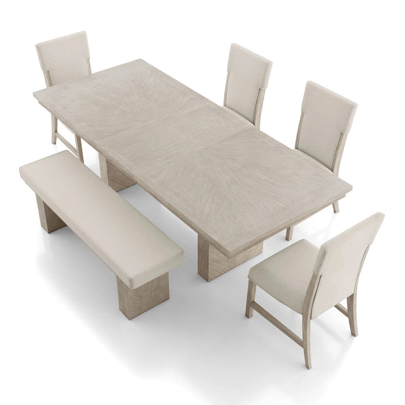 Zestaw 6 mebli do jadalni Furniture of America Yetaria w nowoczesnym stylu wiejskim z naturalnego drewna