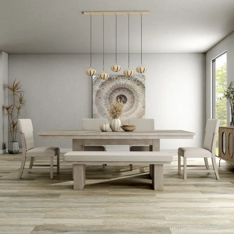 Zestaw 6 mebli do jadalni Furniture of America Yetaria w nowoczesnym stylu wiejskim z naturalnego drewna