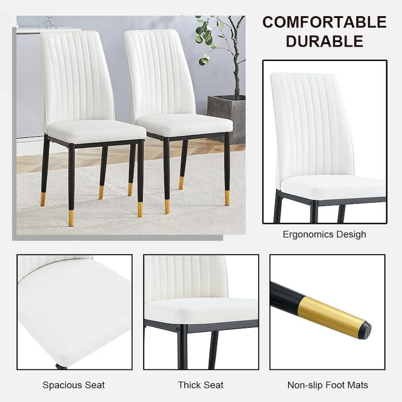 Ensemble de chaises de salle à manger hautes et élégantes pour différentes pièces, matériau en PU amélioré.