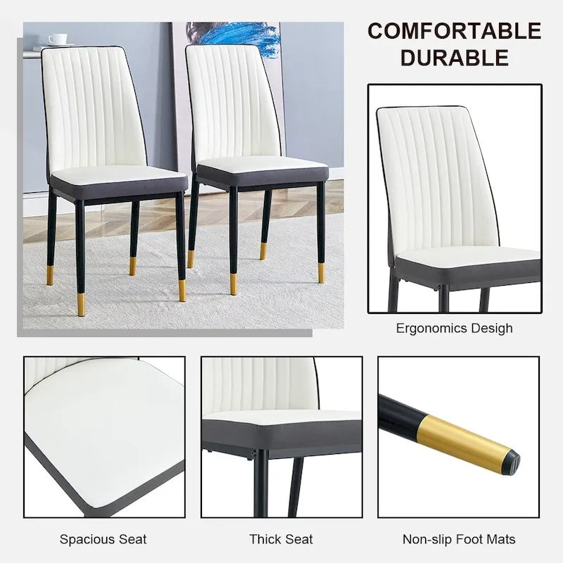 Ensemble de chaises de salle à manger hautes et élégantes pour différentes pièces, matériau en PU amélioré.