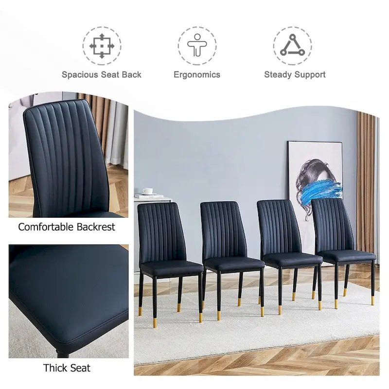 Ensemble de chaises de salle à manger hautes et élégantes pour différentes pièces, matériau en PU amélioré.