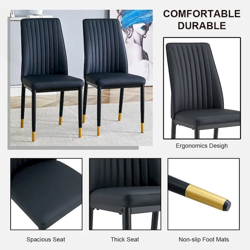 Ensemble de chaises de salle à manger hautes et élégantes pour différentes pièces, matériau en PU amélioré.