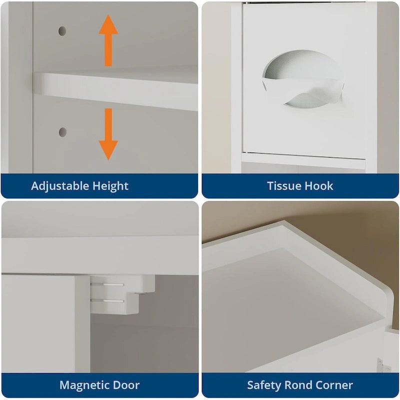 Meuble de Rangement au-dessus des Toilettes avec Porte Coulissante, Meuble de Rangement Blanc au-dessus des Toilettes