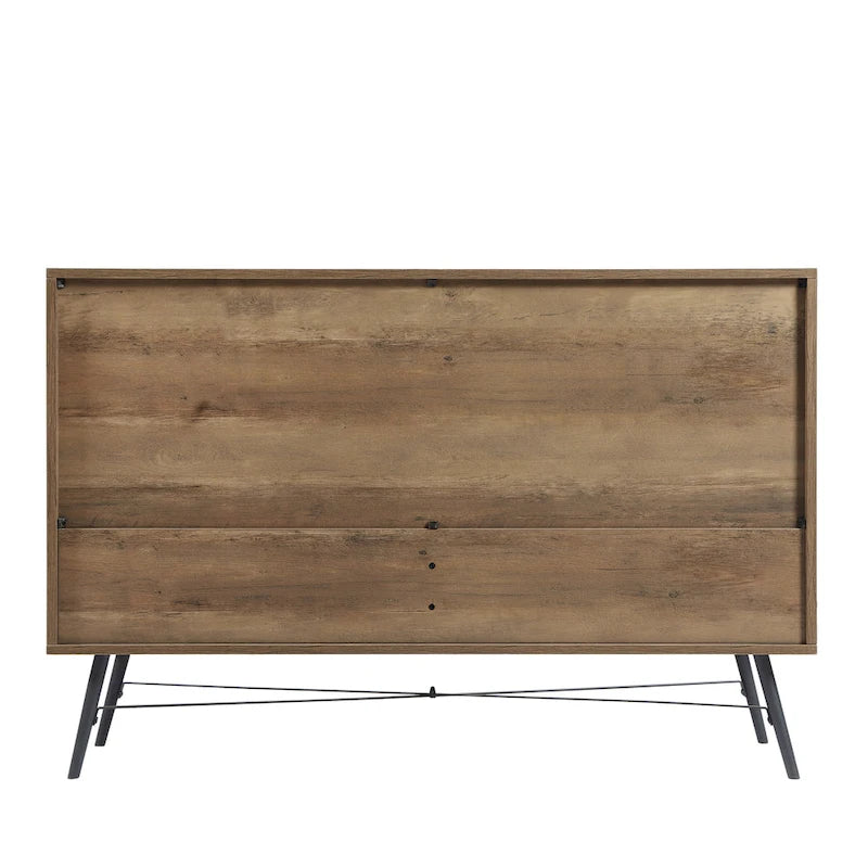 Meuble TV commode de style rustique 47,24 po avec 6 tiroirs de rangement profonds pour salon