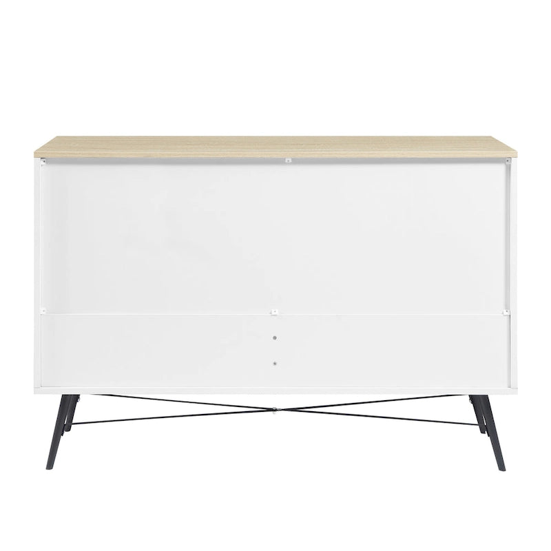 Meuble TV commode de style rustique 47,24 po avec 6 tiroirs de rangement profonds pour salon