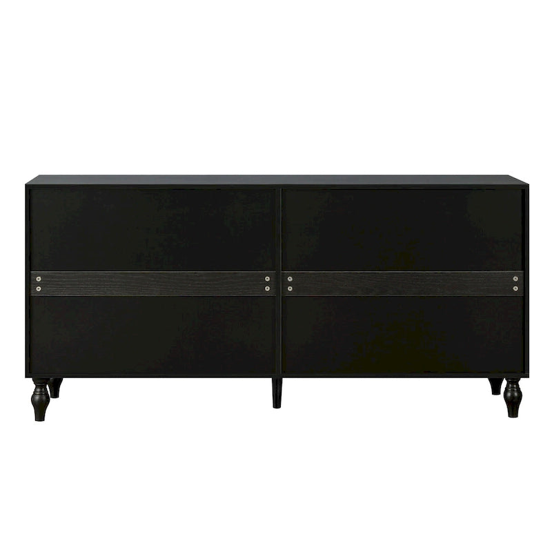 Meuble TV d'appoint 62,99 avec porte à motif sculpté, étagère de rangement et pieds en bois massif pour salon