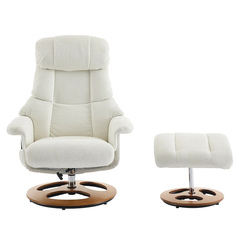 Fauteuil inclinable de massage pivotant 360° en chenille avec ottoman, massage et siège chauffant