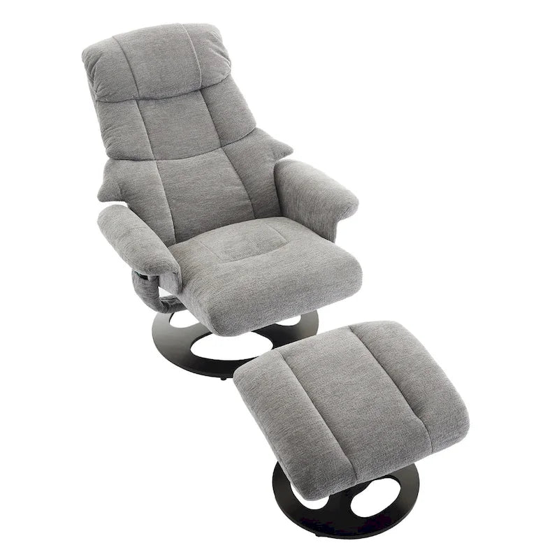 Fauteuil inclinable de massage pivotant 360° en chenille avec ottoman, massage et siège chauffant