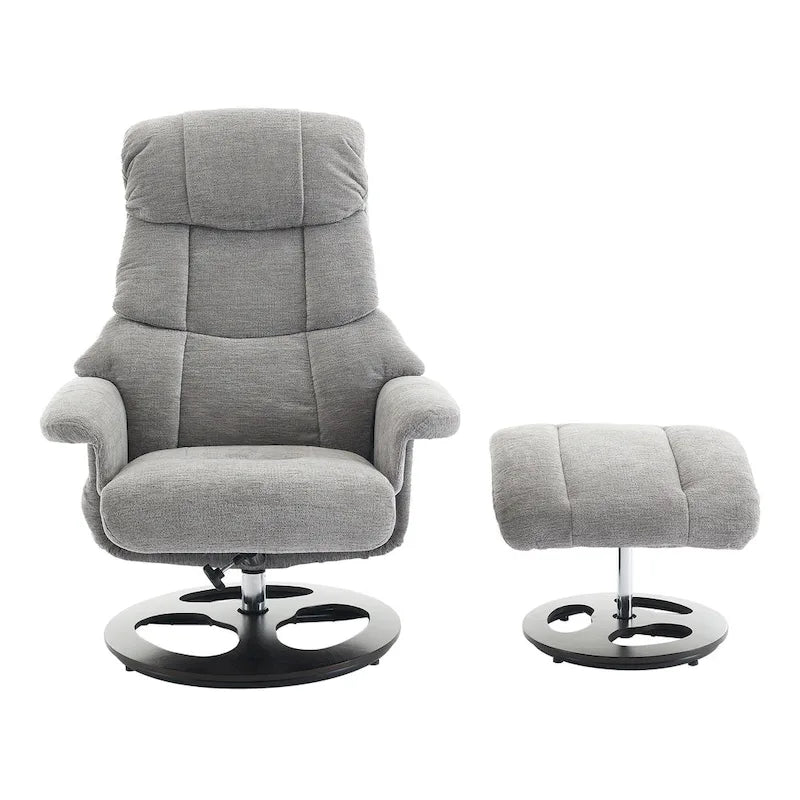 Fauteuil inclinable de massage pivotant 360° en chenille avec ottoman, massage et siège chauffant