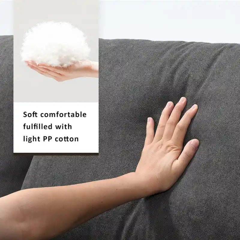 Narożna sofa tapicerowana poliestrem w kształcie litery L o długości 100,4 cala z 4-osobową rozkładaną kanapą i otomaną oraz poduszkami sprężynowymi kieszeniowymi (nośność 300 funtów)