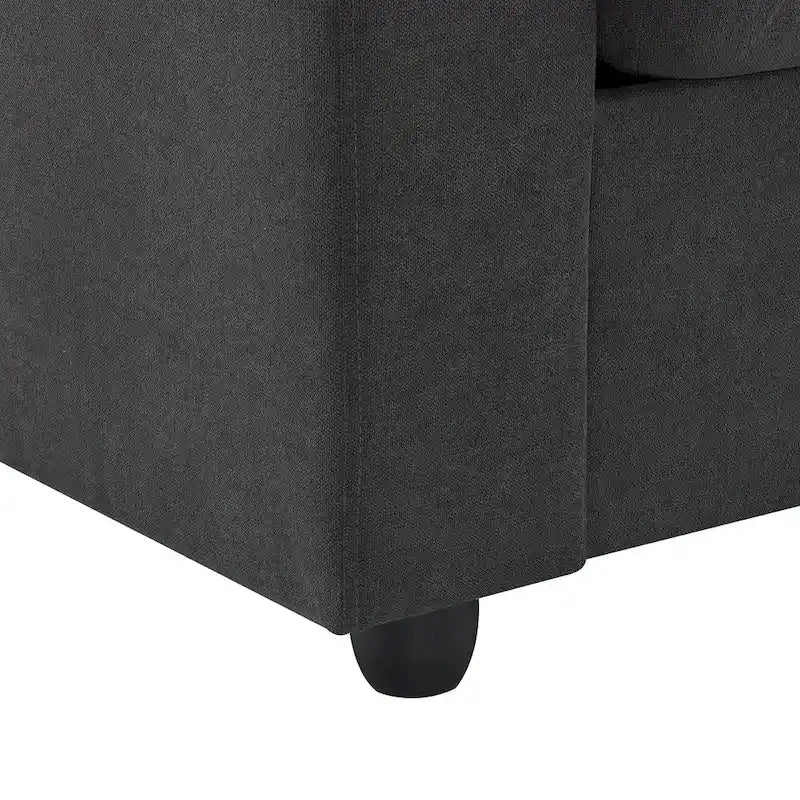 Narożna sofa tapicerowana poliestrem w kształcie litery L o długości 100,4 cala z 4-osobową rozkładaną kanapą i otomaną oraz poduszkami sprężynowymi kieszeniowymi (nośność 300 funtów)