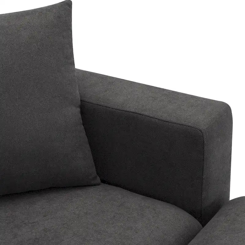 Narożna sofa tapicerowana poliestrem w kształcie litery L o długości 100,4 cala z 4-osobową rozkładaną kanapą i otomaną oraz poduszkami sprężynowymi kieszeniowymi (nośność 300 funtów)