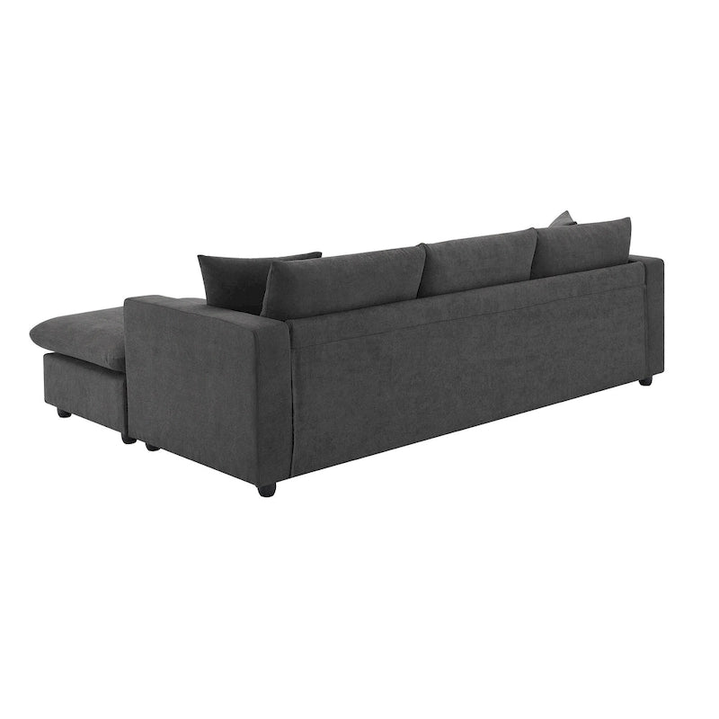 Narożna sofa tapicerowana poliestrem w kształcie litery L o długości 100,4 cala z 4-osobową rozkładaną kanapą i otomaną oraz poduszkami sprężynowymi kieszeniowymi (nośność 300 funtów)