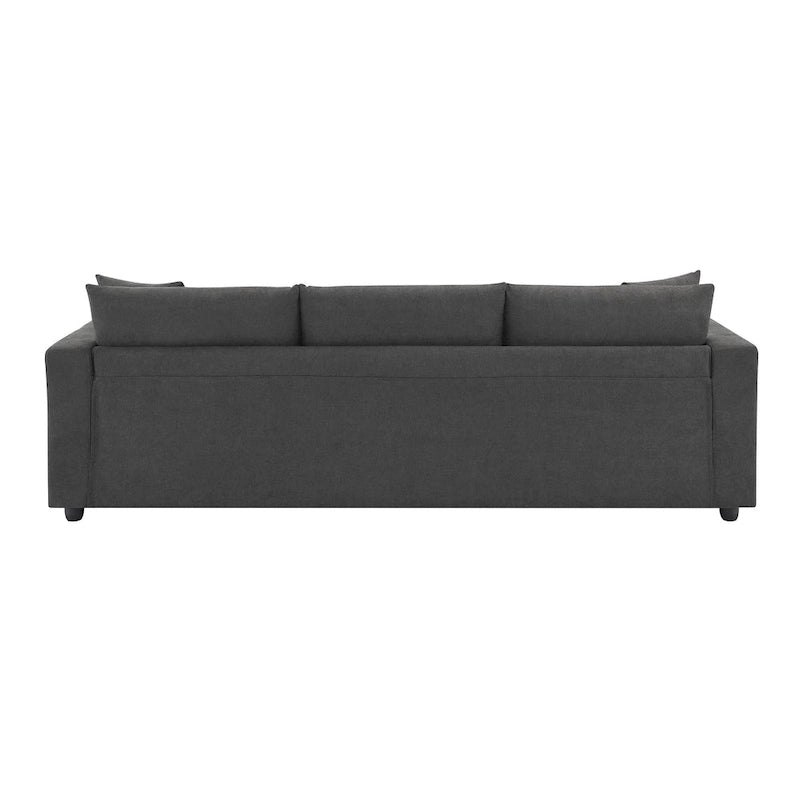 Narożna sofa tapicerowana poliestrem w kształcie litery L o długości 100,4 cala z 4-osobową rozkładaną kanapą i otomaną oraz poduszkami sprężynowymi kieszeniowymi (nośność 300 funtów)