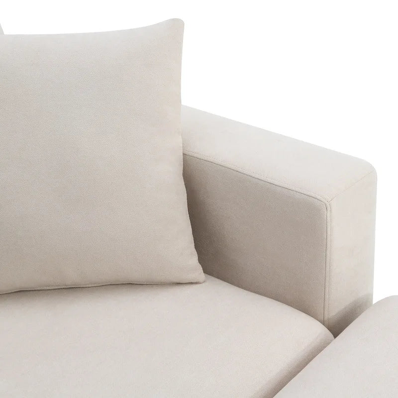 Narożna sofa tapicerowana poliestrem w kształcie litery L o długości 100,4 cala z 4-osobową rozkładaną kanapą i otomaną oraz poduszkami sprężynowymi kieszeniowymi (nośność 300 funtów)