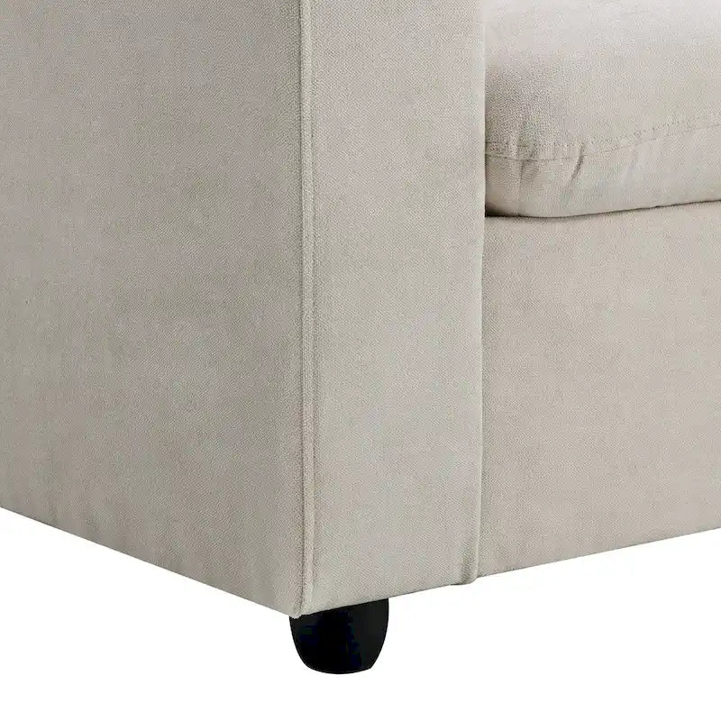 Narożna sofa tapicerowana poliestrem w kształcie litery L o długości 100,4 cala z 4-osobową rozkładaną kanapą i otomaną oraz poduszkami sprężynowymi kieszeniowymi (nośność 300 funtów)