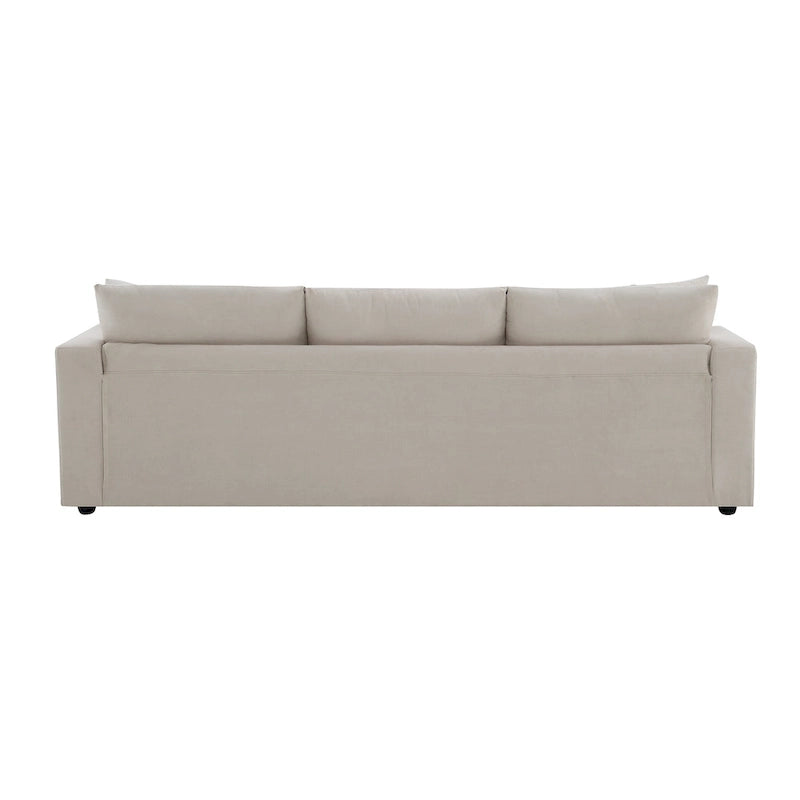 Narożna sofa tapicerowana poliestrem w kształcie litery L o długości 100,4 cala z 4-osobową rozkładaną kanapą i otomaną oraz poduszkami sprężynowymi kieszeniowymi (nośność 300 funtów)