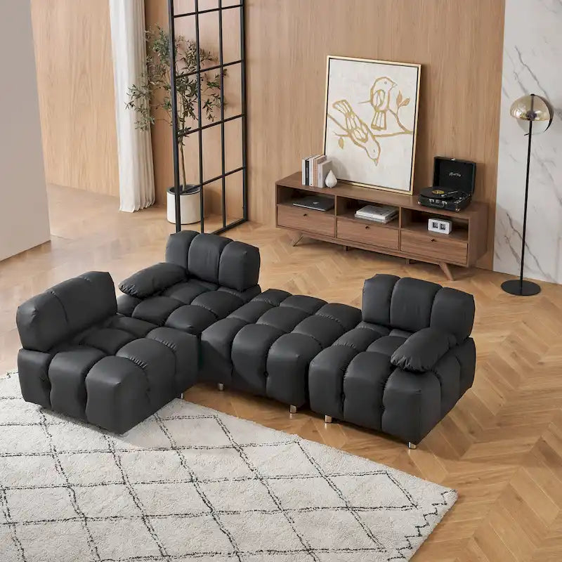 90,6 Składana trzyosobowa sofa z szezlongiem, wodoodporna, plamoodporna i odporna na zadrapania kotów
