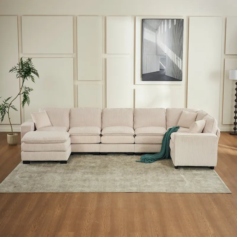 Biała 118,1 luksusowa sofa 6-osobowa w kształcie litery U