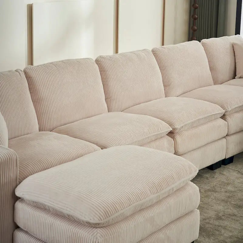 Biała 118,1 luksusowa sofa 6-osobowa w kształcie litery U