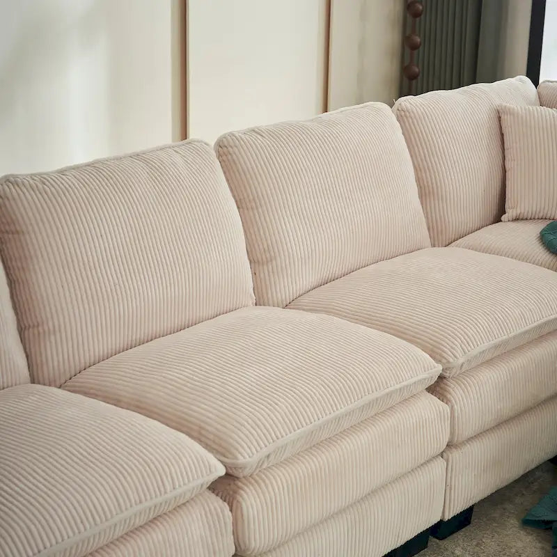 Biała 118,1 luksusowa sofa 6-osobowa w kształcie litery U