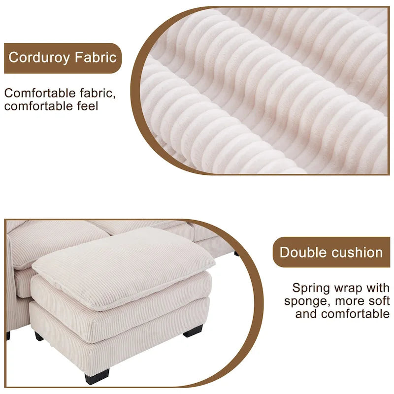 Biała 118,1 luksusowa sofa 6-osobowa w kształcie litery U