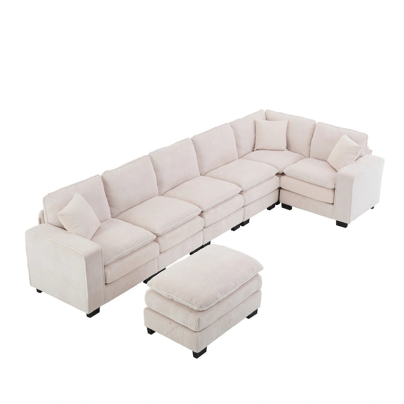 Biała 118,1 luksusowa sofa 6-osobowa w kształcie litery U