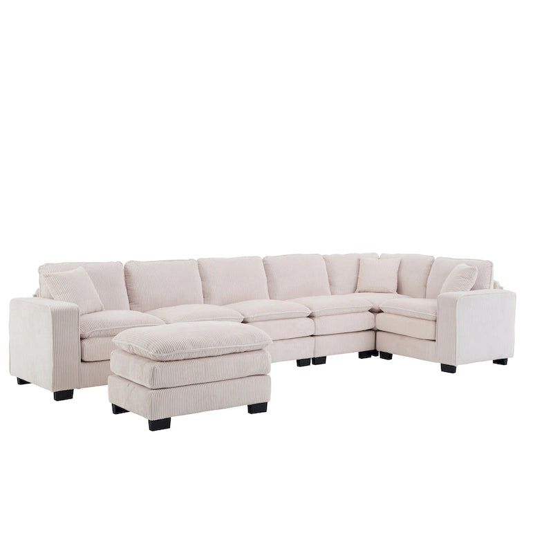Biała 118,1 luksusowa sofa 6-osobowa w kształcie litery U
