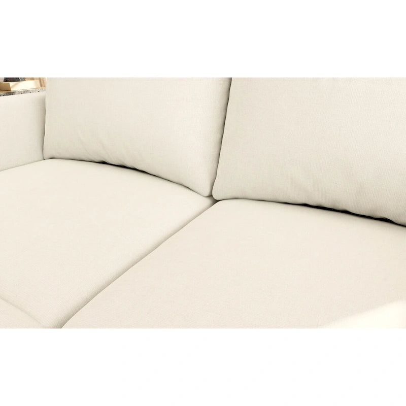 Biała modułowa sofa narożna w kształcie litery U dla 4 osób ze schowkami, łatwy montaż i transport