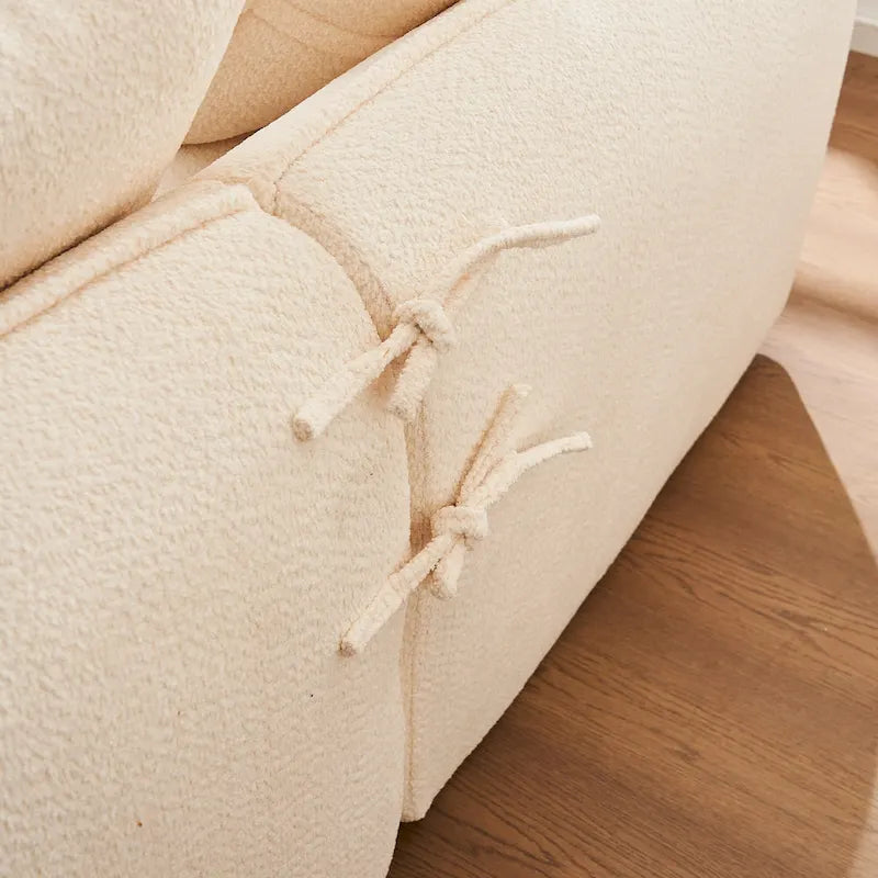 106,3 cala: Sofa narożna w kształcie litery „L” z 3 miejscami, szezlongiem i 4 poduszkami