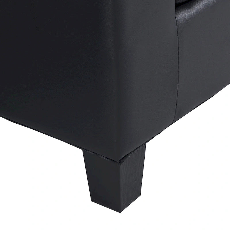 Czarna, nowoczesna narożna sofa modułowa w kształcie litery L, 4-osobowa, z leżanką, uchwytami na kubki i poduszkami dekoracyjnymi, 96,06 cm