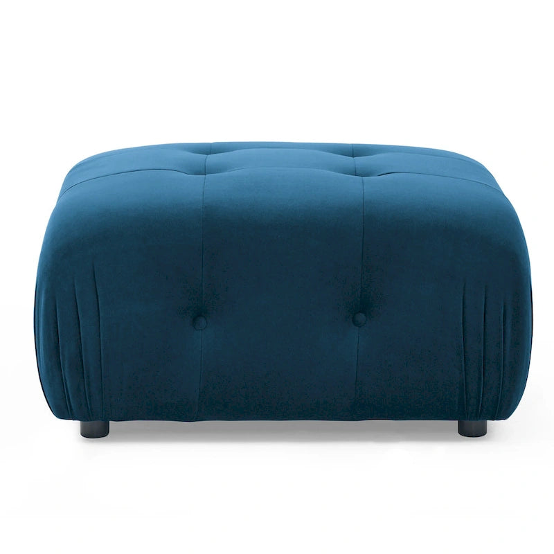 Niebieska modułowa sofa narożna L-kształtna dla 4 osób z odwracalnym pufem, model 93