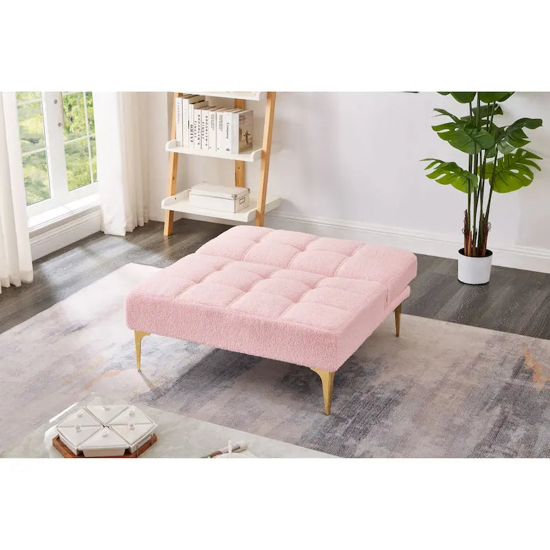 Canapé-lit modulaire simple Chenille Rose Teddy avec structure en bois massif pour salon