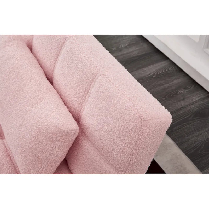 Canapé-lit modulaire simple Chenille Rose Teddy avec structure en bois massif pour salon