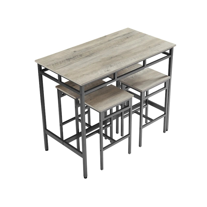 5-częściowy zestaw jadalniany w stylu rustykalnym ze stołem prostokątnym i 4 wysokimi krzesłami barowymi