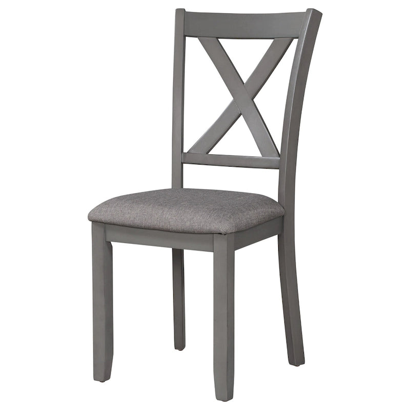 Ensemble de salle à manger traditionnel gris en bois 6 pièces avec 4 chaises rembourrées et un banc
