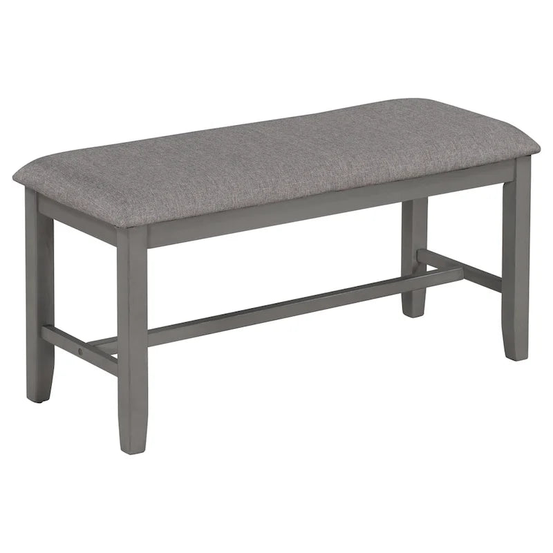 Ensemble de salle à manger traditionnel gris en bois 6 pièces avec 4 chaises rembourrées et un banc