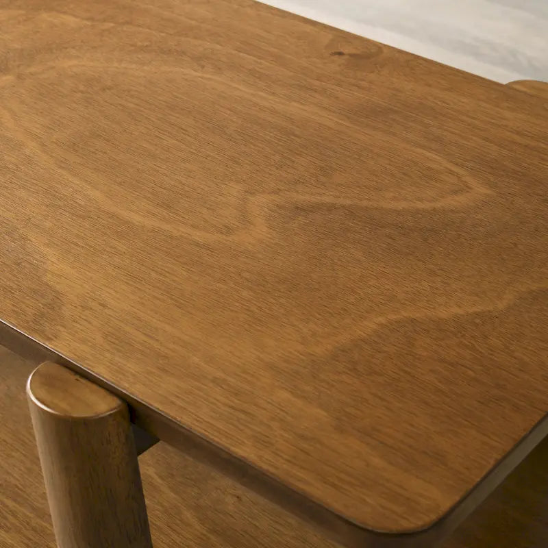 Ensemble de 3 tables basses de rangement Mid-Century Modern avec étagère et pieds cylindriques en bois d'hévéa