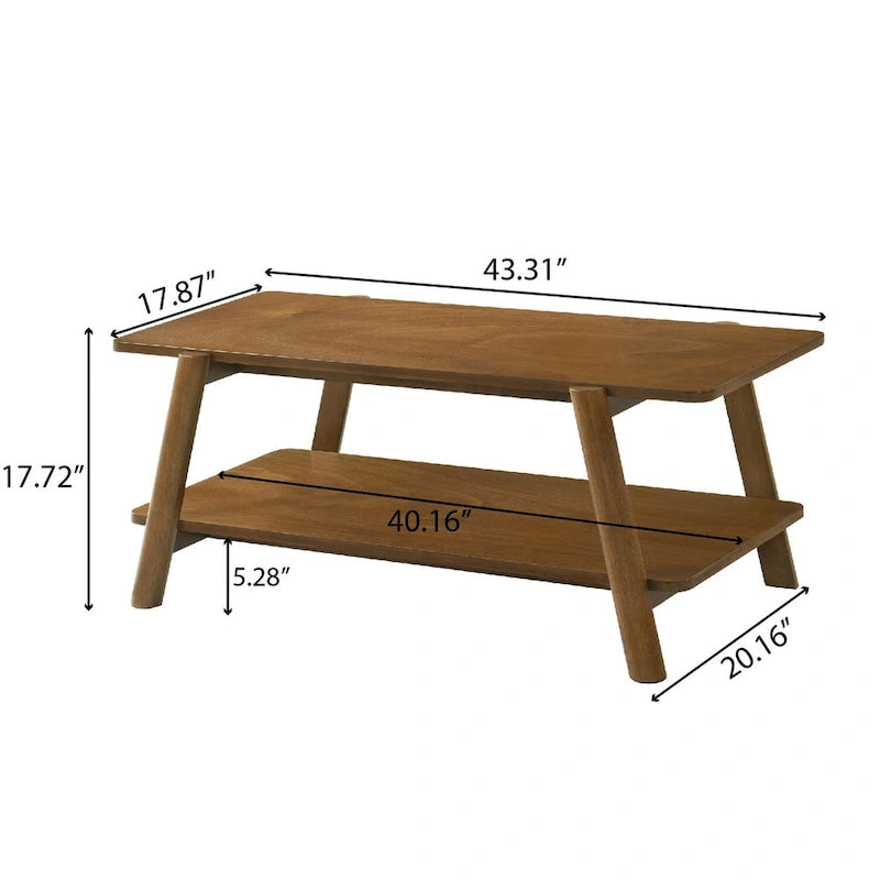 Ensemble de 3 tables basses de rangement Mid-Century Modern avec étagère et pieds cylindriques en bois d'hévéa